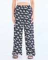 Shop Women's Blue All Over Printed Wide Leg Pyjamas-Front