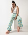 Shop Women's Blue All Over Printed Wide Leg Pyjamas-Full