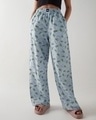 Shop Women's Blue All Over Printed Wide Leg Pyjamas-Front