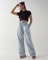 Shop Women's Blue All Over Printed Wide Leg Pyjamas-Full