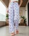 Shop Women's Blue All Over Printed Wide Leg Pyjamas-Front
