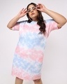 Shop Women's Blue and Pink Tie & Dye Plus Size Oversized Dress-Front