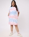 Shop Women's Blue and Pink Tie & Dye Plus Size Oversized Dress-Full