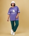 Shop Women's Blue Athletic Graphic Printed Oversized Plus Size T-shirt-Full