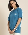 Shop Women's Blue Back Summer Vibes Typography Oversized T-shirt-Design