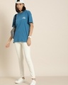Shop Women's Blue Back Summer Vibes Typography Oversized T-shirt-Full