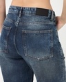 Shop Women's Blue Washed Straight Fit Distressed Jeans