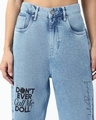 Shop Women's Light Blue Washed Straight Fit Distressed Jeans
