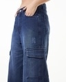 Shop Women's Blue Baggy Straight Fit Cargo Jeans