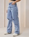 Shop Women's Blue Baggy Straight Fit Distressed Jeans-Design