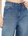 Shop Women's Blue Washed Baggy Straight Fit Jeans