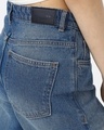 Shop Women's Blue Washed Baggy Straight Fit Jeans