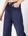Shop Women's Blue Baggy Straight Fit Washed Jeans