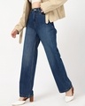 Shop Women's Blue Baggy Straight Fit Jeans-Front