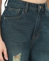 Shop Women's Blue Washed Baggy Straight Fit Distressed Jeans