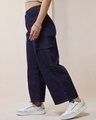 Shop Women's Blue Baggy Stright Fit Cropped Cargo Jeans-Design