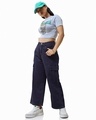 Shop Women's Blue Baggy Stright Fit Cropped Cargo Jeans