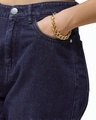 Shop Women's Blue Baggy Stright Fit Cropped Cargo Jeans