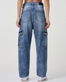 Shop Women's Blue Washed Straight Fit Cargo Jeans-Design