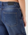 Shop Women's Dark Blue Washed Straight Fit Cargo Jeans