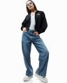 Shop Women's Blue Baggy Wide Leg Jeans-Full