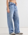 Shop Women's Blue Baggy Wide Leg Jeans-Design