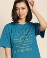 Shop Women's Blue Be The Light Typography Oversized T-shirt-Full