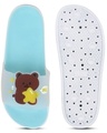 Shop Women's Blue Bear Printed Sliders-Full