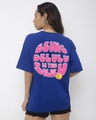 Shop Women's Blue Being Delulu Is the Solulu Graphic Printed Oversized T-shirt-Front