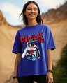 Shop Women's Blue Being Savage Graphic Printed Oversized T-shirt-Front