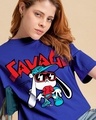 Shop Women's Blue Being Savage Graphic Printed Oversized T-shirt