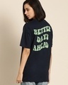 Shop Women's Blue Better Days Ahead Typography Oversized T-shirt-Front