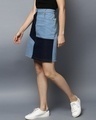Shop Women's Blue & Black Color Block Denim Skirts-Design