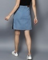 Shop Women's Blue & Black Color Block Denim Skirts-Full