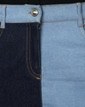 Shop Women's Blue & Black Color Block Denim Skirts