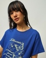 Shop Women's Blue Bloomin Graphic Printed Boyfriend T-shirt