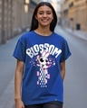 Shop Women's Blue Blossom Graphic Printed Boyfriend T-shirt-Front