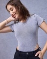 Shop Women's Blue Slim Fit Acid Wash Bodysuit