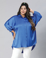 Shop Women's Blue Boxy Fit Plus Size Shirt-Front
