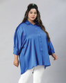 Shop Women's Blue Boxy Fit Plus Size Shirt-Design