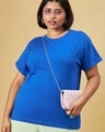 Shop Women's Blue Boyfriend Plus Size T-shirt-Front