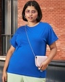 Shop Women's Blue Boyfriend Plus Size T-shirt-Front