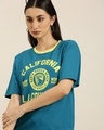 Shop Women's Blue California Typography Oversized T-shirt-Front