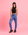 Shop Women's Blue Casual Slim Fit Joggers-Full