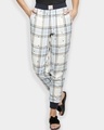 Shop Women's Blue Checked Joggers-Front