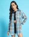 Shop Women's Blue Checked Oversized Shirt-Front