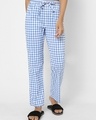 Shop Women's Blue Checked Pyjamas-Front