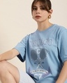 Shop Women's Blue Chicago Typography Oversized T-shirt-Front