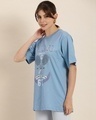 Shop Women's Blue Chicago Typography Oversized T-shirt-Design
