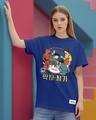 Shop Women's Blue Chigi Graphic Printed Boyfriend T-shirt-Front